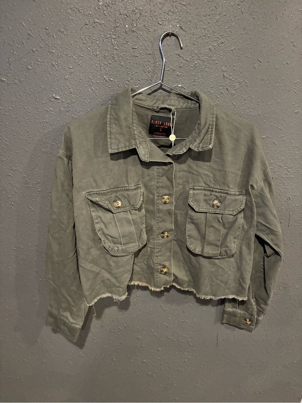 Black Label by C’est Toi Cropped Olive Utility Jacket